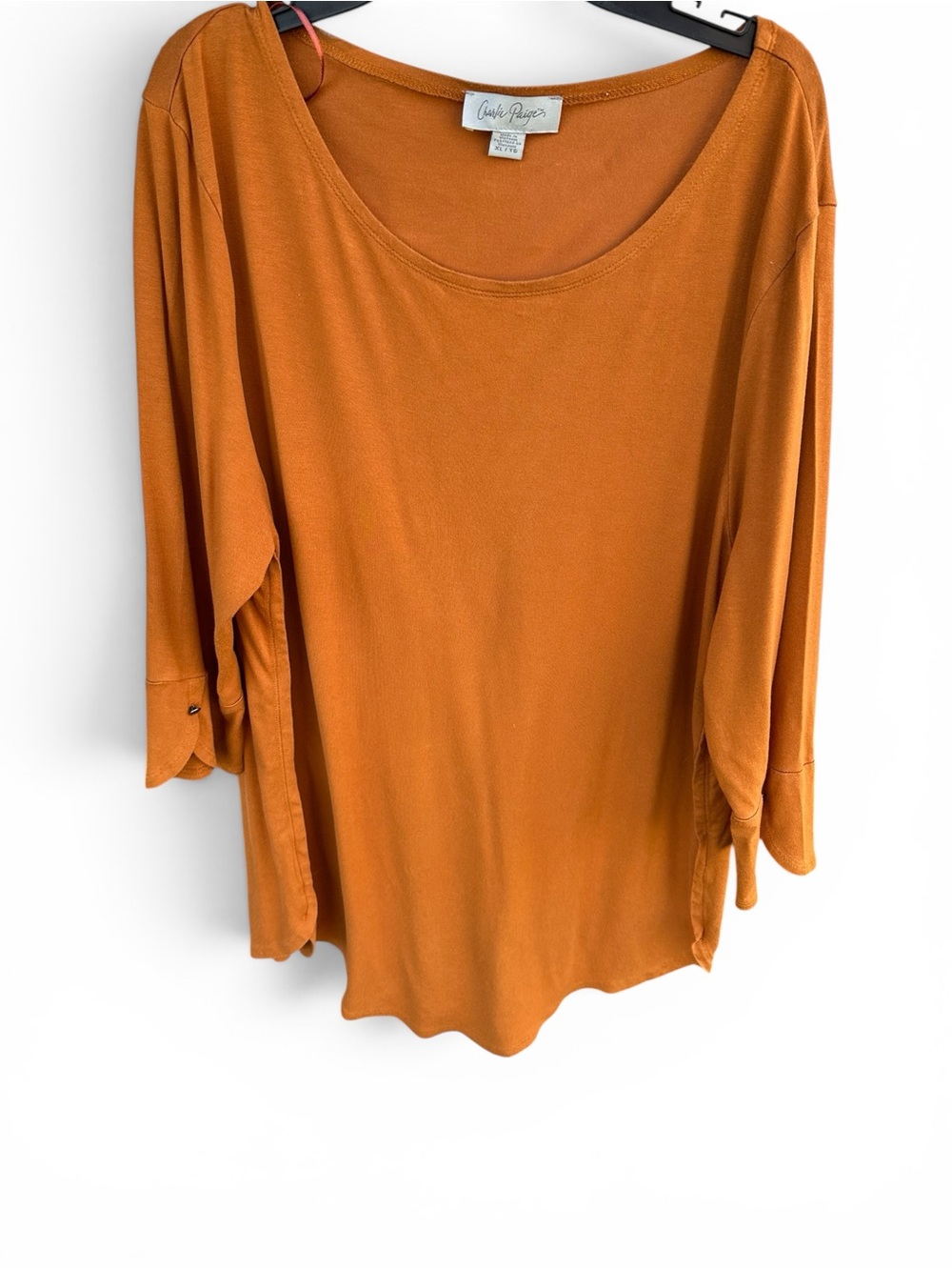 Charlie‎ Paige Burnt Orange Scoop Neck Long Sleeve Top